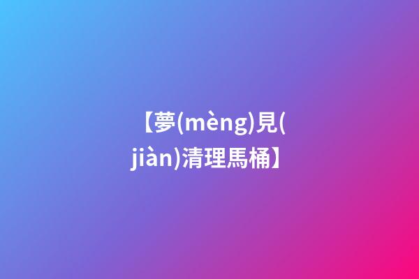 【夢(mèng)見(jiàn)清理馬桶】