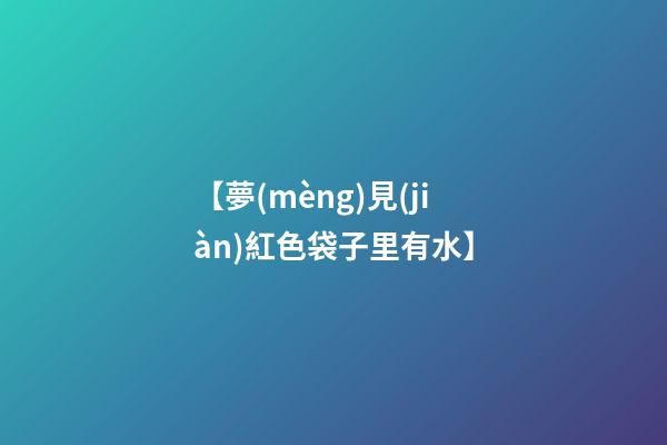 【夢(mèng)見(jiàn)紅色袋子里有水】