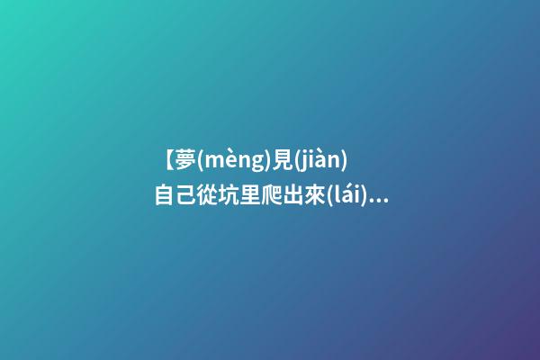 【夢(mèng)見(jiàn)自己從坑里爬出來(lái)】