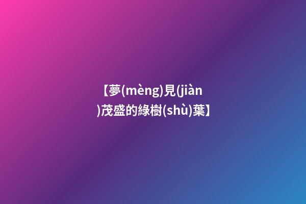 【夢(mèng)見(jiàn)茂盛的綠樹(shù)葉】