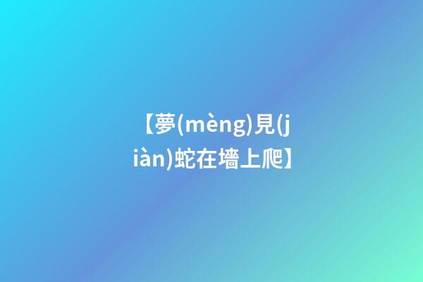 【夢(mèng)見(jiàn)蛇在墻上爬】