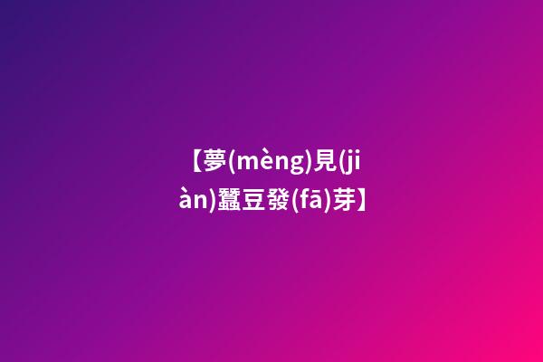 【夢(mèng)見(jiàn)蠶豆發(fā)芽】