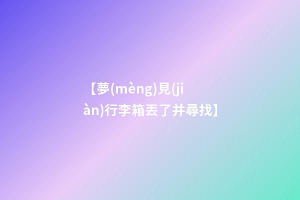 【夢(mèng)見(jiàn)行李箱丟了并尋找】