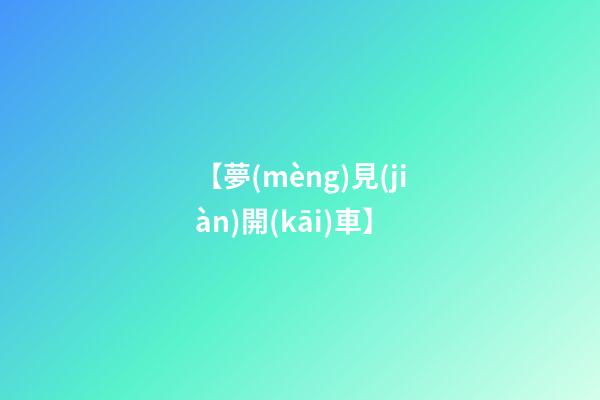 【夢(mèng)見(jiàn)開(kāi)車】