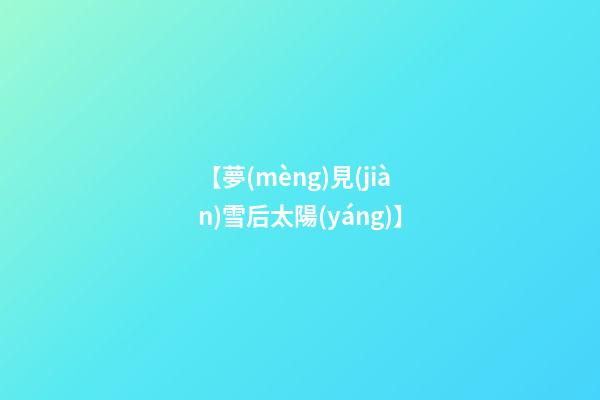【夢(mèng)見(jiàn)雪后太陽(yáng)】