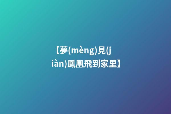 【夢(mèng)見(jiàn)鳳凰飛到家里】