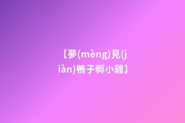 【夢(mèng)見(jiàn)鴨子孵小雞】