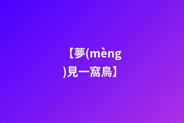 【夢(mèng)見一窩鳥】