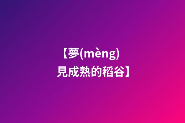 【夢(mèng)見成熟的稻谷】