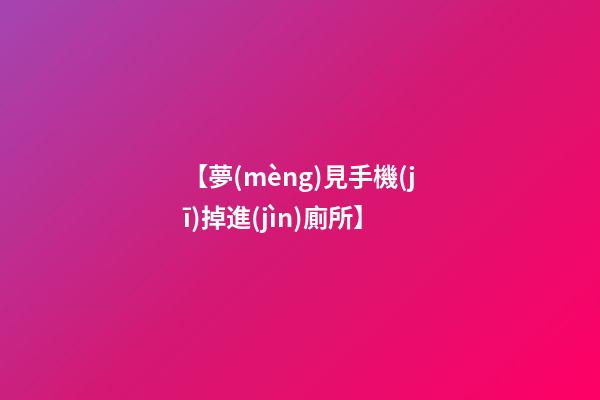 【夢(mèng)見手機(jī)掉進(jìn)廁所】