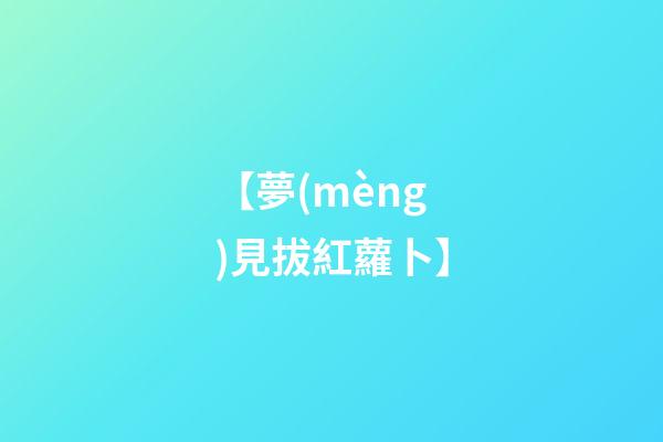 【夢(mèng)見拔紅蘿卜】