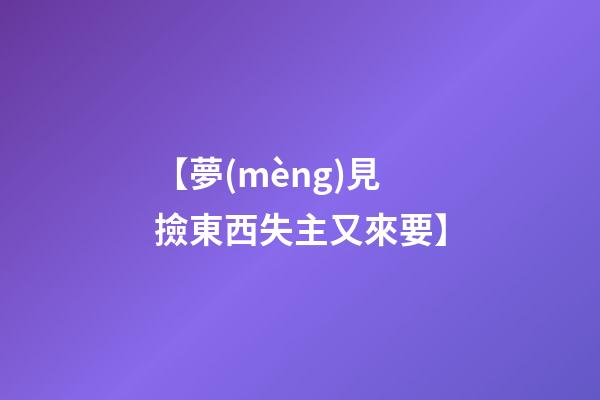 【夢(mèng)見撿東西失主又來要】