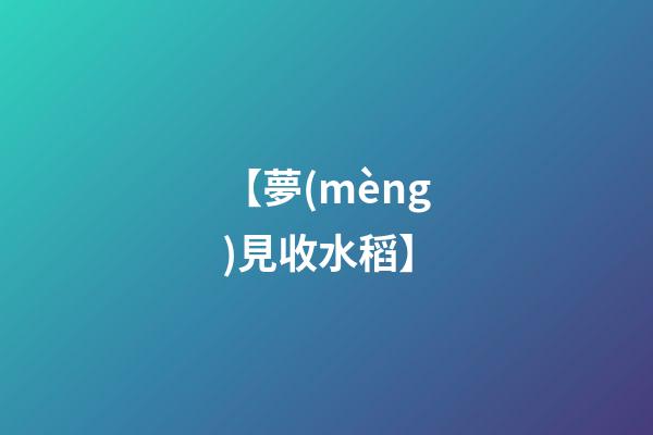 【夢(mèng)見收水稻】