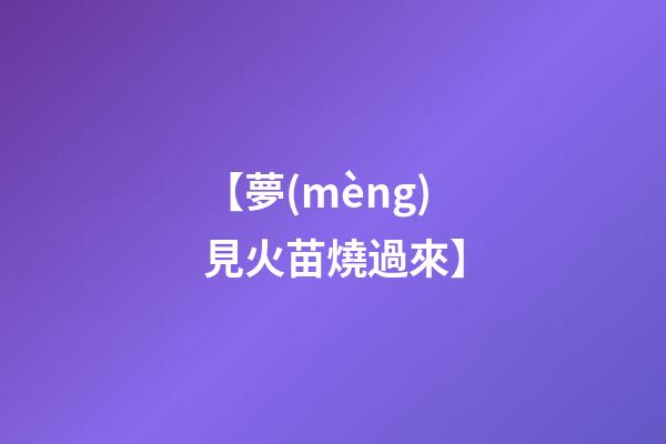 【夢(mèng)見火苗燒過來】
