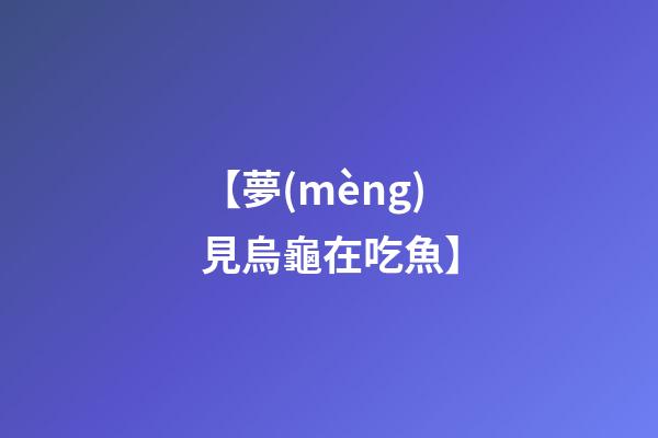 【夢(mèng)見烏龜在吃魚】