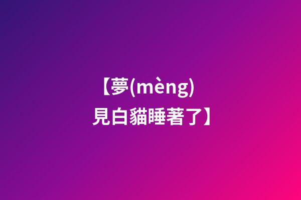 【夢(mèng)見白貓睡著了】