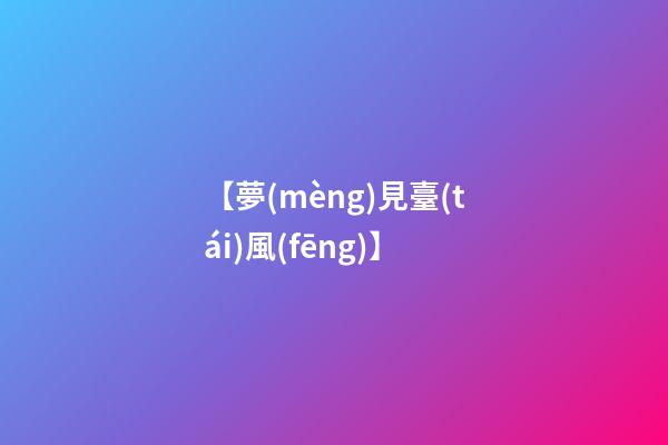 【夢(mèng)見臺(tái)風(fēng)】