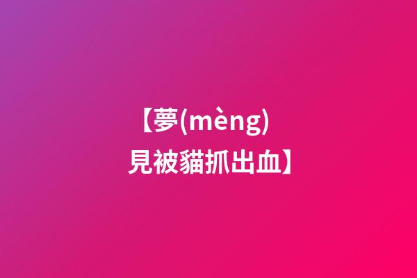 【夢(mèng)見被貓抓出血】
