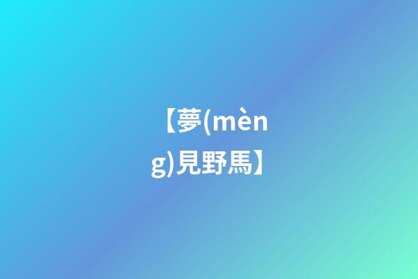 【夢(mèng)見野馬】