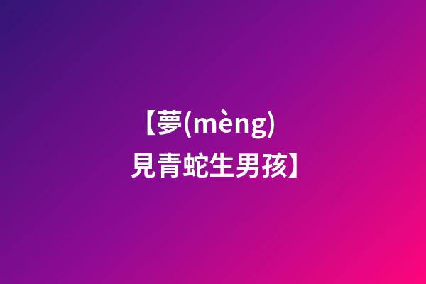 【夢(mèng)見青蛇生男孩】