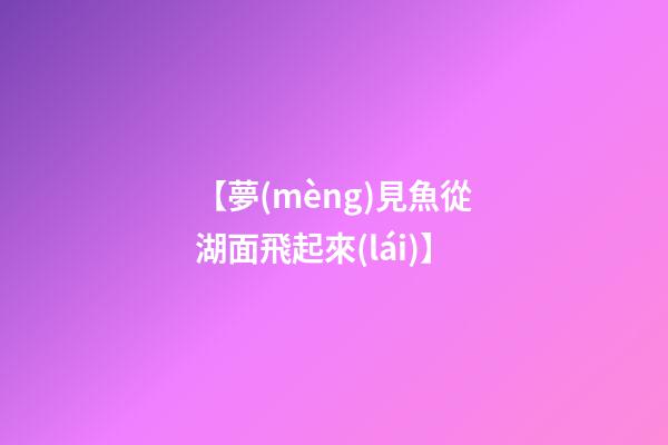 【夢(mèng)見魚從湖面飛起來(lái)】