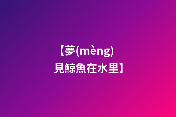 【夢(mèng)見鯨魚在水里】