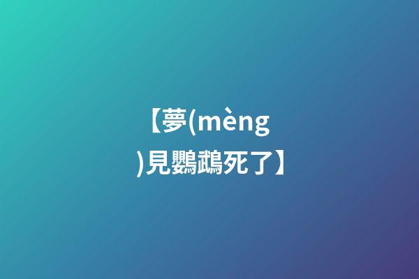 【夢(mèng)見鸚鵡死了】