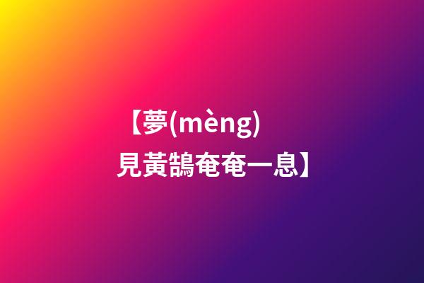 【夢(mèng)見黃鵠奄奄一息】