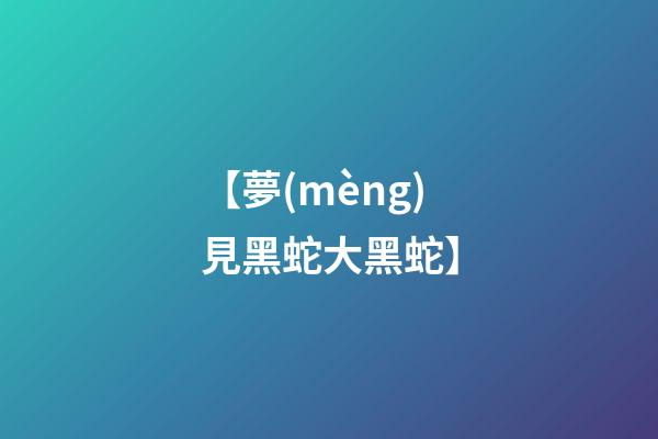 【夢(mèng)見黑蛇大黑蛇】
