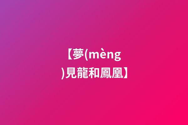 【夢(mèng)見龍和鳳凰】