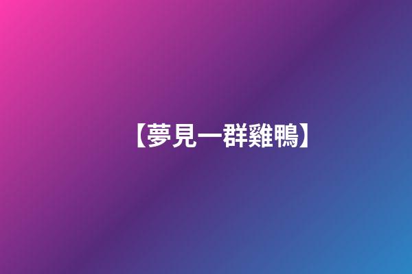 【夢見一群雞鴨】