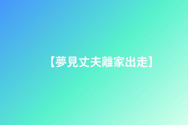 【夢見丈夫離家出走】
