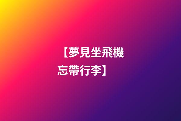 【夢見坐飛機忘帶行李】