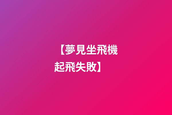 【夢見坐飛機起飛失敗】