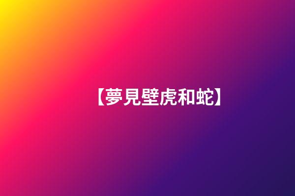 【夢見壁虎和蛇】