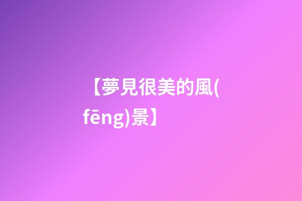 【夢見很美的風(fēng)景】