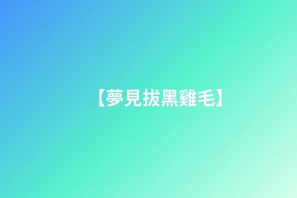 【夢見拔黑雞毛】