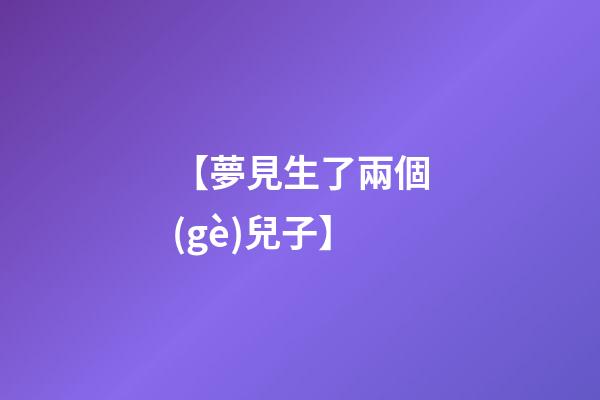 【夢見生了兩個(gè)兒子】