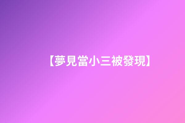 【夢見當小三被發現】