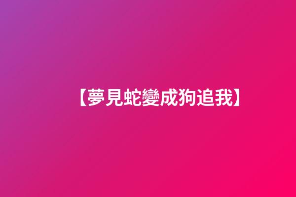 【夢見蛇變成狗追我】