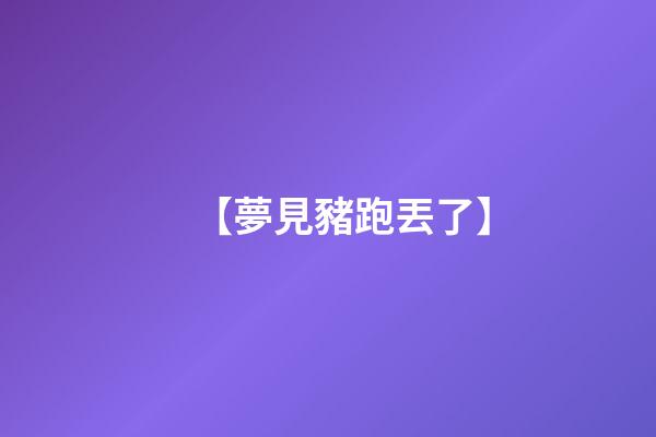 【夢見豬跑丟了】