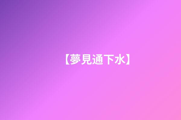【夢見通下水】