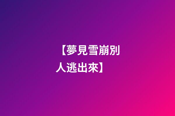 【夢見雪崩別人逃出來】