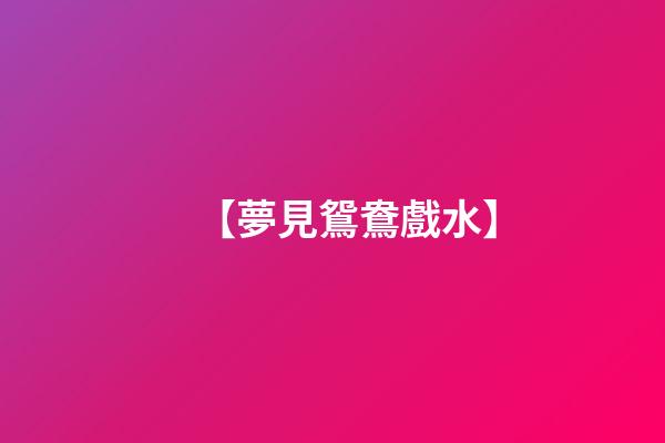 【夢見鴛鴦戲水】
