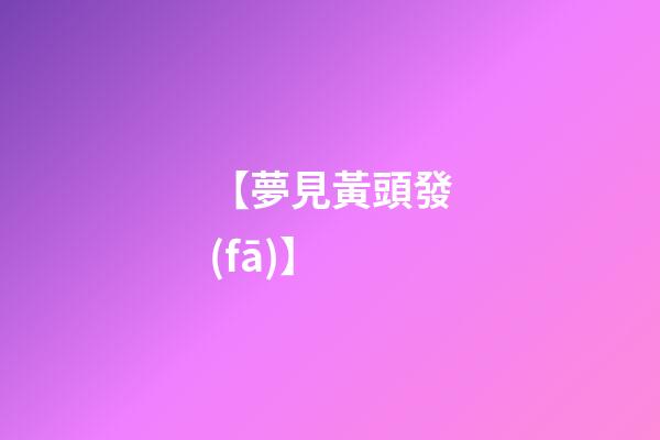 【夢見黃頭發(fā)】