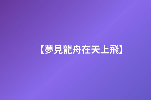 【夢見龍舟在天上飛】