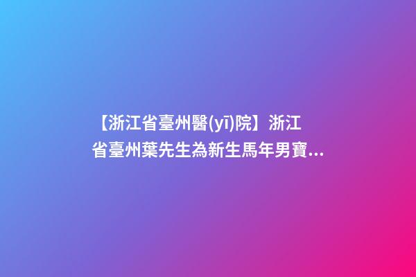【浙江省臺州醫(yī)院】浙江省臺州葉先生為新生馬年男寶寶取名-第1張-公司起名-玄機(jī)派