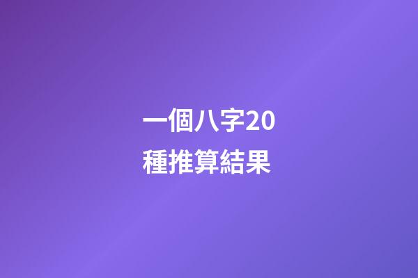 一個八字20種推算結果