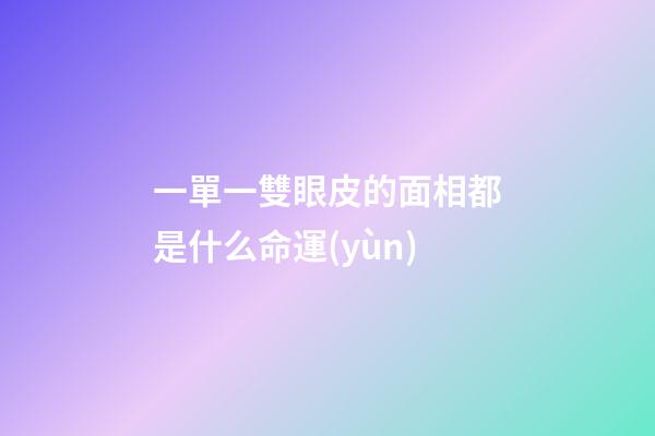 一單一雙眼皮的面相都是什么命運(yùn)