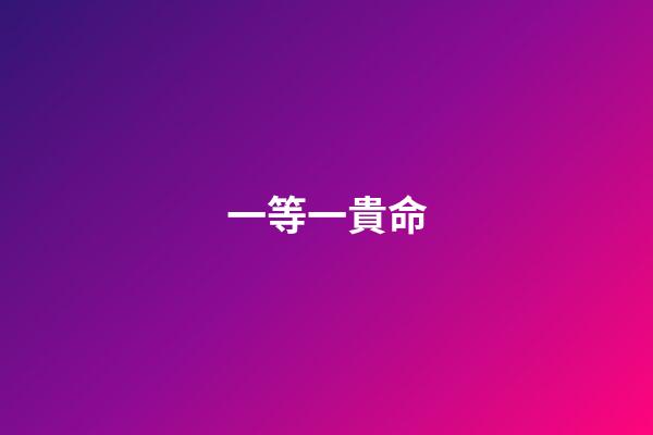 一等一貴命